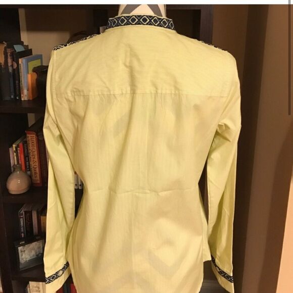 C Wonder Green & White Pinstriped Blouse XS NWT - Picture 4 of 10